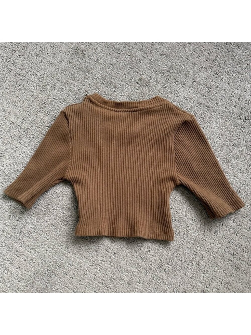 Brown Ribbed Crop Top - Picture 2 of 2